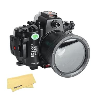 Imagem de SeaFrogs Caixa impermeável para Canon 5D IV 5D III caso subaquático para Mark IV 5D4 com EF 24-105mm f/4L lente, compatível com Canon 5D Mark III 5D3, w/porta para sistema de vácuo-[40M/130ft]