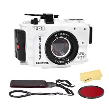 Imagem de SeaFrogs Caixa subaquática para Olympus Tough TG-6 [60m/195 pés] Estojo de mergulho à prova d'água para Tough tg6, com sensor de detecção de vazamento embutido