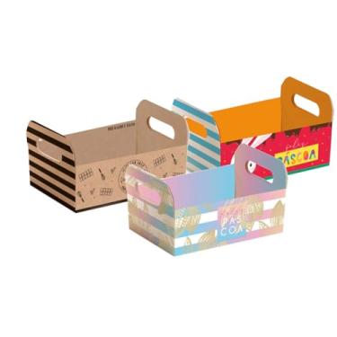 Imagem de Cesta De Papel, Cromus, Caixote Páscoa, Modelos Sortidos, 22x15x8 cm, Pacote com 10