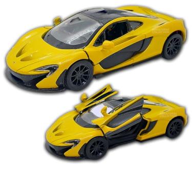 Imagem de Carrinho de ferro miniatura McLaren P1, abertura de portas, com fricção, 12,5 CM, Em metal, 1/36, Pneus em borracha, Kinsmart (Amarelo)