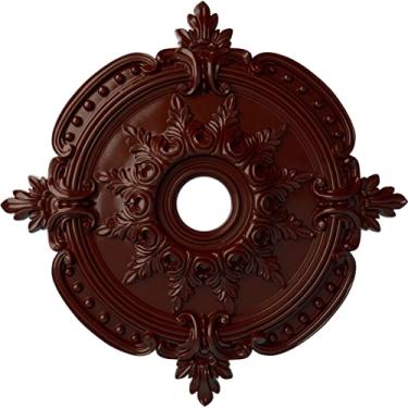 Imagem de Medalhão de teto clássico Ekena Millwork CM28BEBMF Benson, 71 cm de diâmetro x 9 cm de identificação x 4,5 cm de profundidade (serve em toldos de até 16,5 cm), mogno escovado pintado à mão
