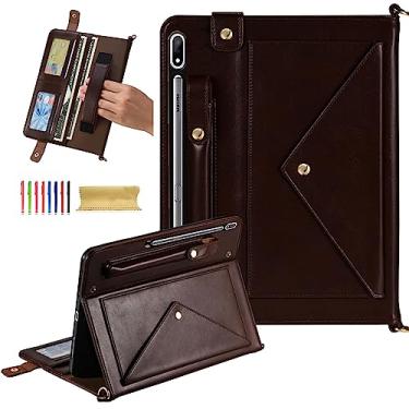 Imagem de Dteck Capa para Samsung Galaxy Tab S9 FE 27.7 cm, Galaxy Tab S9/S8/S7 27.9 cm, capa inteligente de couro PU com suporte para caneta, alça de mão para dormir/despertar automaticamente, capa protetora