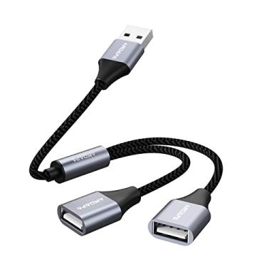 Imagem de ANDAPA Divisor USB para carregamento, divisor USB 1 entrada 2 saídas conversor de cabo de extensão para Mac, carro, Xbox One Series X/S, PS4, PS5, laptop (1M)