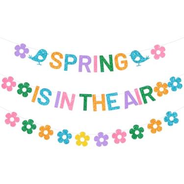 Imagem de Faixa Spring is In the Air, faixa Hello Spring, decorações de festa de primavera de boas-vindas, decorações de festa de primavera, guirlanda de flores de primavera, decoração de festa de lareira de primavera, pré-montada