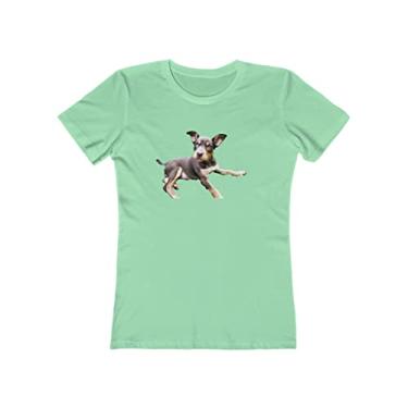 Imagem de Camiseta feminina de algodão torcido australiano Kelpi da Doggylips, Menta lisa, P