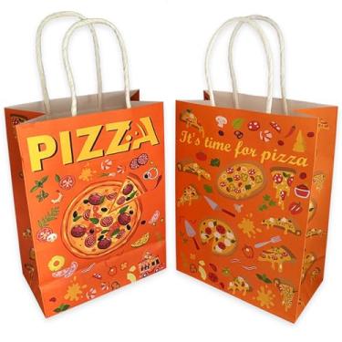 Imagem de ParsNuntio Sacos de presente de papel para festa de pizza decorações de pizza lembrancinhas de festa de aniversário para pizza doces e guloseimas para festa de chá de bebê com tema de pizza - conjunto