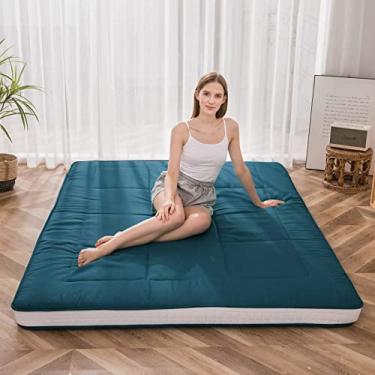 Imagem de MAXYOYO Colchão futon, colchão de chão japonês acolchoado, colchão de cama acolchoado, almofada de dormir dobrável extragrossa respirável, espreguiçadeira de hóspedes, cama de hóspedes para sofá de