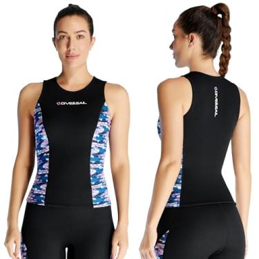 Imagem de Skyone Colete masculino feminino de 2 mm e 3 mm, camisa de neoprene com proteção UV, sem mangas, para natação, canoagem, surfe