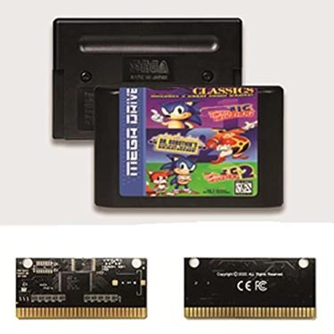 Imagem de Royal Retro Soniced 3 In 1 EUR Label Flashkit MD Electroless Gold PCB Card For Sega Genesis Megadrive Video Game Console (PAL-E)