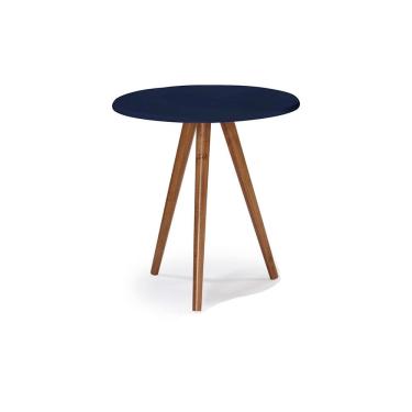 Imagem de Mesa de Apoio Pequena Tripé Pé Palito Hannover - Azul Petróleo/Imbuia Glazer