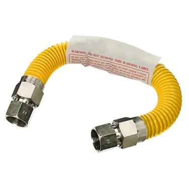 Imagem de Conector de gás 30.5 cm amarelo revestido de aço inoxidável, 5/20.3 cm OD conector de mangueira de gás flexível para fogão a gás, forno, fogão com 1/5.1 cm FIP x 3/10.2 cm FIP acessórios de aço