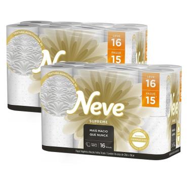 Imagem de Kit 2 Papel Higiênico Neve Supreme Folha Tripla Leve 16un cada