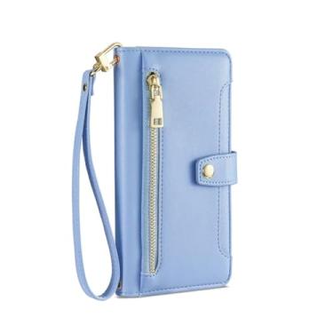 Imagem de Capa de telefone tipo carteira com zíper para Xiaomi Note 11T 10 Lite 10S 9 8 7 6 5 Pro Note 4X 4 3 Capa de telefone crossbody com alça, azul, para Redmi Note 6 Pro