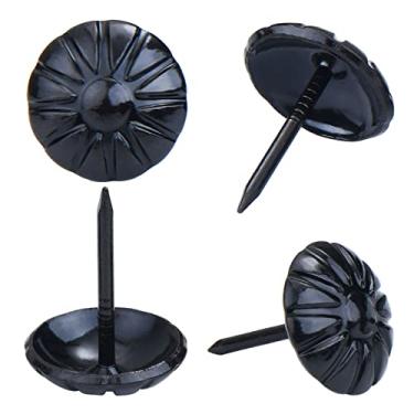 Imagem de Tachinhas de estofamento para móveis, tachinhas decorativas pretas de 1,9 cm, 100 peças de tachinhas de móveis resistentes para estofados, tachinhas de móveis de sofá margarida para madeira