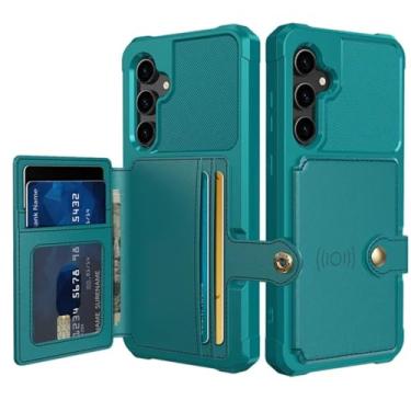 Imagem de Capa carteira de couro para cartões magnéticos, para Samsung Galaxy S23 S24 Ultra S22 Plus S21 FE A14 A54 A34 A24, bolsa de bolso, verde, para Samsung S23
