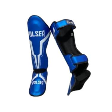 Imagem de Par Caneleira PU Muay Thai Mma Kickboxing Pulser Thunder (Iron Azul, M)
