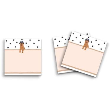 Imagem de Butler in the Home Sticky Notes Pacote com 12 unidades de 7,6 cm x 7,6 cm, 50 folhas por bloco, cão Golden Retriever usando chapéu de cogumelo, blocos de notas engraçados fofos, papel planejador de