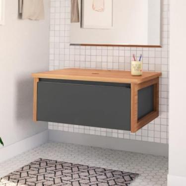 Imagem de Gabinete Bancada Para Banheiro Paris 66cm Sem Cuba Grafite