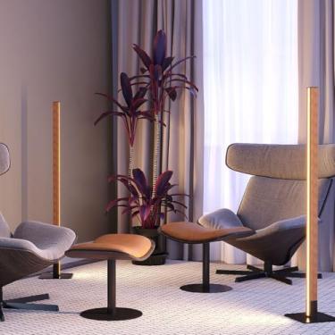 Imagem de Luminária de Chão Coluna LED Geórgia 18W Bivolt 2000LM em Madeira Maciça