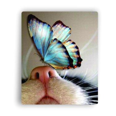 Imagem de Mouse Pad Plano Gato com Borboletas Coloridas - JDM