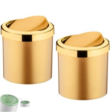 Imagem de Kit 2 Lixeira 5 Litros Tampa Cesto De Lixo Basculante Para Cozinha Ban