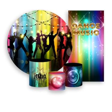 Imagem de Kit Painel De Festa + Trio Capa Cilindro + Faixa Veste Fácil - Anos 80