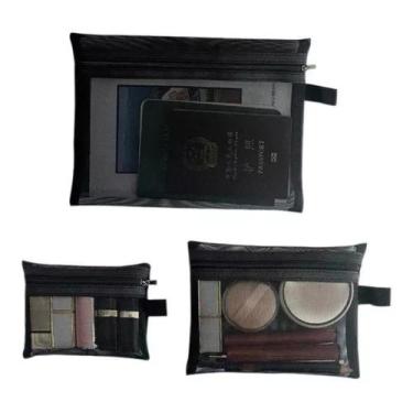 Imagem de Kit Necessaire Multiuso Organizadora Objetos Bolsa Mala Moda Cor Preto