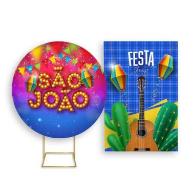 Imagem de Painel De Festa Redondo 1,50x1,50 + Painel Vertical 1,50x2,20 - Festa 