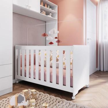 Imagem de Berço com Rodízios Linha Aconchego 133cm LA002 Completa Móveis, Branco