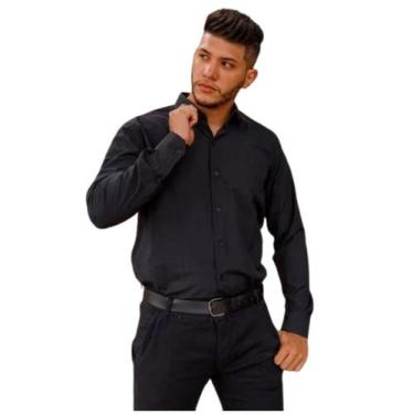 Imagem de Camisa Social Manga Longa Slim Preta Sem Bolso - Wju Jeans, 3, Preto