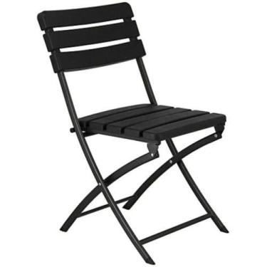 Imagem de Cadeira Plástico Imita Madeira Dobrável 81x55x44cm Até 120kg - Folding