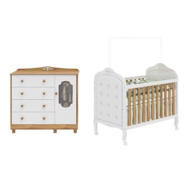 Imagem de Quarto De Bebê Berço Cômoda 4 Gavetas 100%Mdf Elô Noah Móveis Peroba B