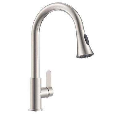 Imagem de Torneira Goumet Pull Down Cozinha Metal Escovado Monocomando Bancada -