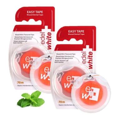 Imagem de Fita Dental Encerada Easy Tape Menta 70m Edel White Kit c/ 2
