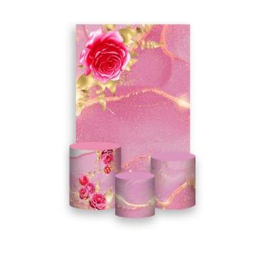 Imagem de Painel De Festa Vertical 1,50 x 2,20 + Trio De Capas Cilindro - Flores