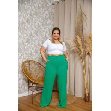 Imagem de Calça Pantalona Wide Leg Solta Elegante Duna Moda Tendência Plus Size 