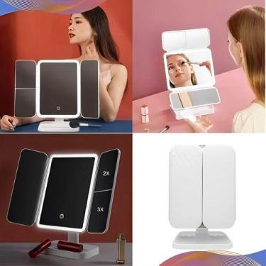 Imagem de Espelho de Maquiagem Dobrável com Luz LED 3 Luzes iluminação - Vijoli