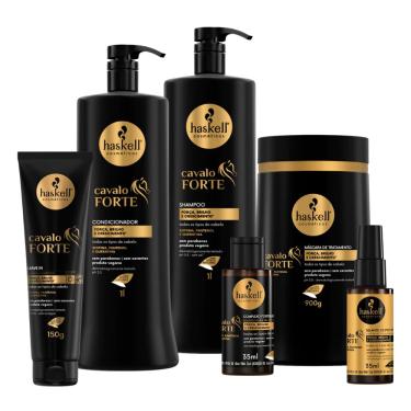 Imagem de Kit Haskell Cavalo Forte Shampoo Condicionador Litro Máscara 900g Linha Completa