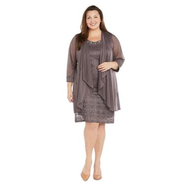 Imagem de R&M Richards Vestido feminino plus comprimento até o joelho 2 peças, Fig, 50
