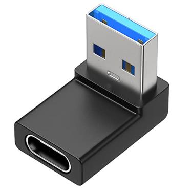 Imagem de Adaptador USB C para USB 3.0, ângulo reto de 90 graus, adaptador USB-C fêmea para USB-A macho OTG compatível com iPhone 11 12 13 Pro, Samsung Galaxy S22 S21 S20, MacBook e mais