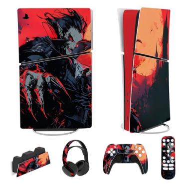 Imagem de PlayVital Conjunto completo de adesivos para ps5 Slim Console Digital Edition (o novo design menor), capa de decalque de vinil para controle ps5 e fone de ouvido, estação de carregamento e controle