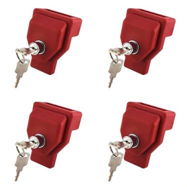 Imagem de NAKAKEKO Plástico, trava de mão feliz, par com chave igual (pacote com 4) para caminhões de reboque de trator - trava de semi reboque