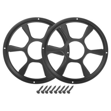 Imagem de ACROPIX Capa universal de grade de alto-falante de carro de 25,4 cm redonda caixa protetora de subwoofer de 25,4 cm com parafusos de montagem preto - Pacote com 2