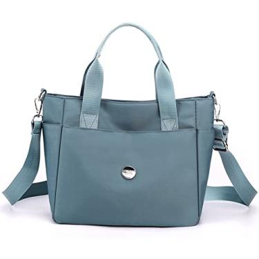 Imagem de Bolsa feminina de nylon à prova d'água, cruzada, bolsa de ombro com bolso com zíper, bolsa de ombro feminina casual, Azul claro, Small