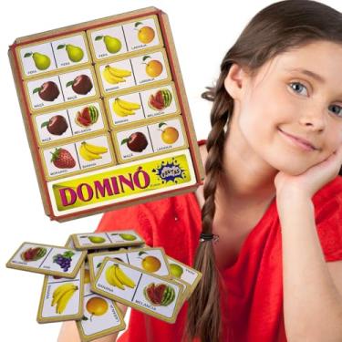 Imagem de Dominó de Frutas em MDF Brinquedo Educativo Pedágogico