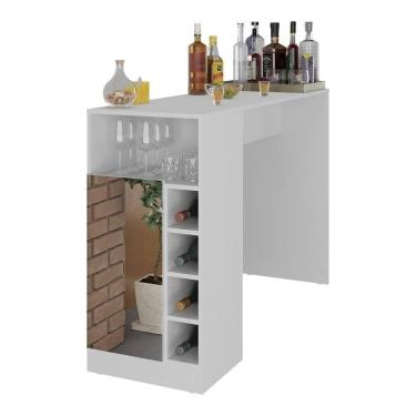 Imagem de Bar Bancada com Adega 1 Porta e Espelho Multimóveis Mp1090 Branco