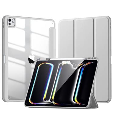 Imagem de Capa compatível com iPad Pro de 13 polegadas M5 2025/M4 2024 com suporte de lápis embutido, capa kidopire para iPad Pro 13 com capa traseira rígida transparente, compatível com Pencil Pro, despertar