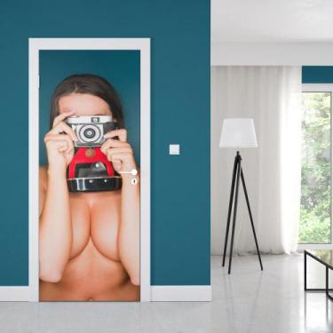 Imagem de Adesivo de Porta Fotógrafa Nua 03 - Império da Impressão, P - 70cm x 2