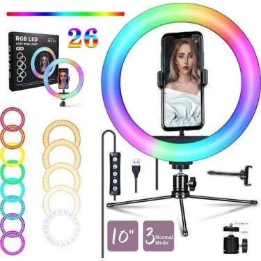 Imagem de Ring Light Anel Led Iluminador Completo Rgb Colorido 10 Polegada Portá