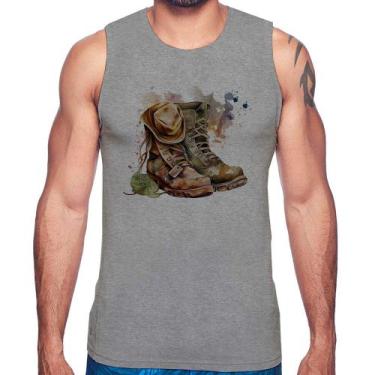 Imagem de Regata Botas e Chapéu Retrô - Foca na Moda, Cinza, G